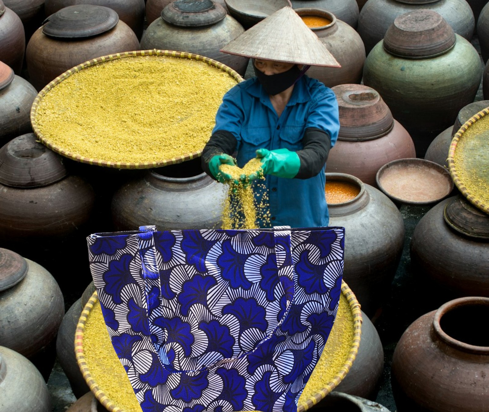 Sac de plage lotus BLEU