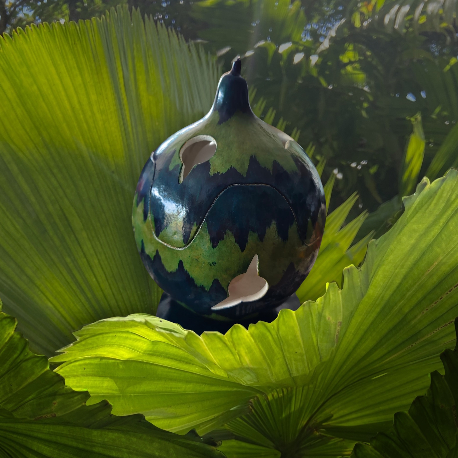 Lampe Calebasse petit modèle bleu vert