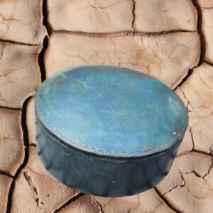 Boite à bijoux en cuir ronde