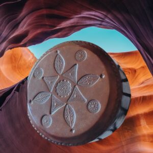 Boite à bijoux en cuir ronde