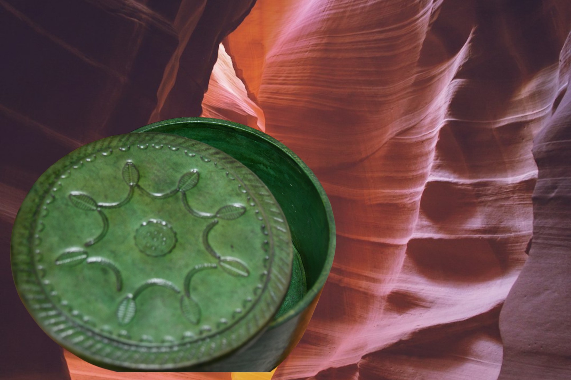 Boite à bijoux en cuir ronde – Image 2